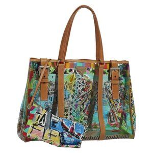 PRADA Tote Bag Vinyl Leather Clear Multicolor Silver